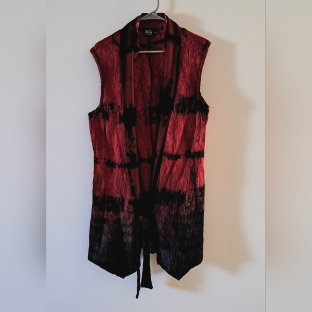 Art of Cloth Tie Dye Sleeveless Open Front Vest Cardigan Boho Sz L